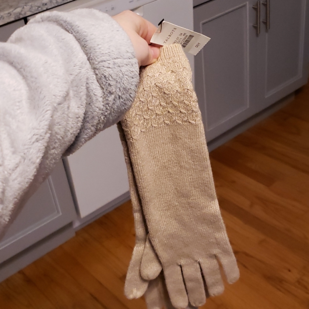 Long lamb's wool blend gloves
